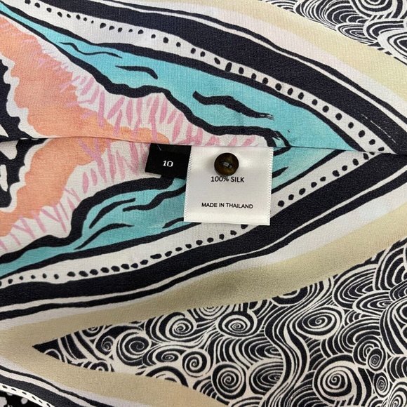 Jim Thompson‎ Silk Short Wrap Kaftan Women 10 NWOT Hi Low Abstract Tunic Top - Picture 10 of 12